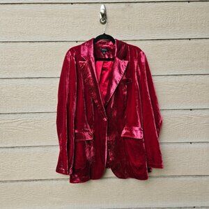 Torrid raspberry crushed velvet single button blazer size 2 2X
